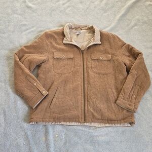 Carbon2Cobalt Textured Thick Western Brown Tan Jacket Zip Up Large Soft Linen